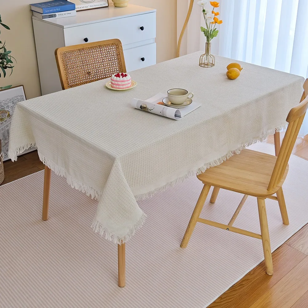 nappe à motif écossais avec pompons, anti poussière, couverture de meubles de style campagnard, rectangulaire, moderne, tapis de pique nique de jardin, salle à manger nappe à motif écossais avec pompons, anti poussière, couverture de meubles de style campagnard, rectangulaire, moderne, tapis de pique nique de jardin, salle à manger
