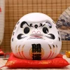 boîte à monnaie en céramique, ornement japonais daruma de 7.5 pouces, banque de pièces de monnaie dharma maneki neko, figurine de fortune feng shui, cadeau de mariage
