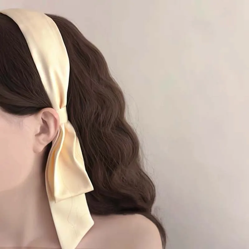bandes de cheveux vintage avec nœud en ruban pour femmes et filles, élégantes, couleur unie, tempérament, large cerceau pour cheveux, accessoires de coiffure bandes de cheveux vintage avec nœud en ruban pour femmes et filles, élégantes, couleur unie, tempérament, large cerceau pour cheveux, accessoires de coiffure