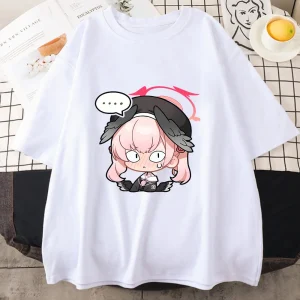 Bleu archives Koharu chemises 100% coton t-shirts occasionnels Kawaii personnage Anime T-shirt Manga graphique T-shirt été vêtements amples
