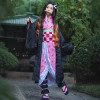 Costume de Cosplay Anime Demon Slayer Nezuko, embout en bambou, ensemble Kimono pour filles, robe de fête de carnaval d’halloween, spectacle sur scène Costume de Cosplay Anime Demon Slayer Nezuko, embout en bambou, ensemble Kimono pour filles, robe de fête de carnaval d’halloween, spectacle sur scène