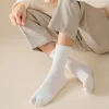 3 paires ensemble hommes orteil chaussettes mode style japonais respirant confortable mode femmes deux doigts chaussettes couleurs unies simple sox