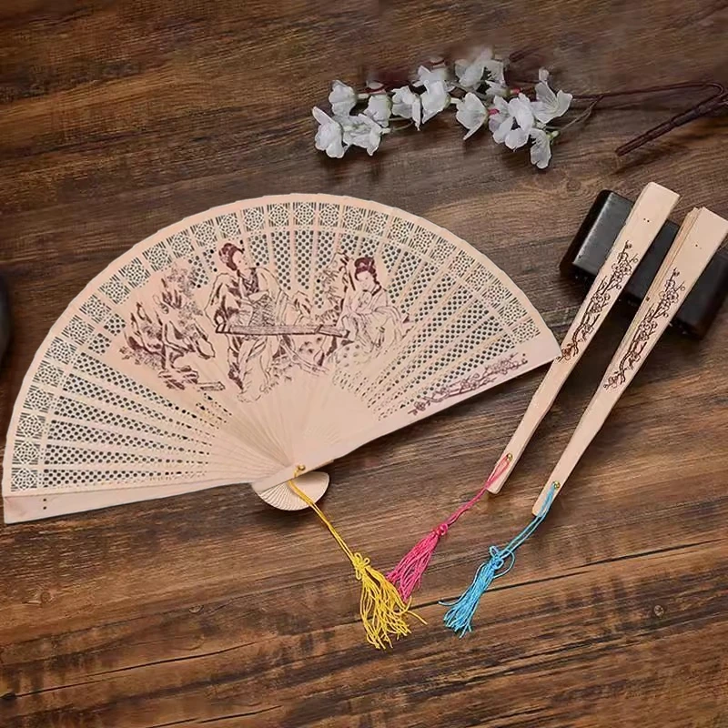 Éventail à main pliant en bois, en bambou chinois, pour femme, décoration de ixde mariage, cadeau artisanal décoratif Éventail à main pliant en bois, en bambou chinois, pour femme, décoration de ixde mariage, cadeau artisanal décoratif