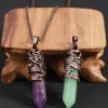 csja collier dragon prisme hexagonal, pierre naturelle et cristaux , cristal de quartz , oeil de tigre , collier pierre , collier pierre naturelle , pendentif pierre naturelle , pierres naturelles véritables e853