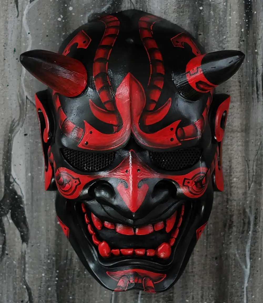 Prajna-Masque Fantôme d’Horreur Japonais en Latex pour Adulte, Déguisement de Samouraï, Démon, Oni, Accessoire de Carnaval d’Halloween Prajna-Masque Fantôme d’Horreur Japonais en Latex pour Adulte, Déguisement de Samouraï, Démon, Oni, Accessoire de Carnaval d’Halloween