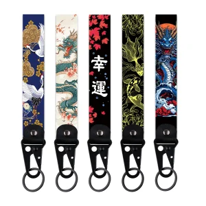 Porte-clés de voiture grue poisson Koi, bijoux Dragon artistique pour hommes et femmes, lanière, accessoires de moto, cadeaux pour amis