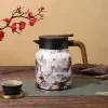 théière à motif floral de 1000ml, bouilloire à thé florale vintage en acier inoxydable, infuseur intégré, théière isolée pour boissons chaudes