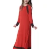 abayas musulmanes noires et rouges pour filles, robes de soirée eid mubarak, élégance turque, caftan d'été doux pour enfants, très élastique