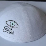 Kippot en lin de coton blanc personnalisé brodé Kippot de mariage, Yarmulkes juif Brit Mila avec pince à cheveux en métal