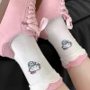3 paires de miniso version coréenne style académique sanrio motif de dessin animé hello kitty chaussettes mi mollet simples et confortables pour femmes