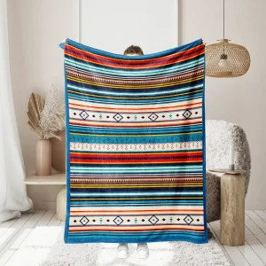 Couverture imprimée à motifs de rayures bohème, 1 pièce, adaptée aux canapés, lits, bureaux, voyages, chaises de Camping, couverture chaude en peluche