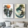 affiche d'art de paysage japonais, peinture sur toile, impressions murales, photo pour chambre, décoration d'intérieur, samouraï, geisha, bonsaï, porte torii, sakura