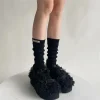 jk lolita kawaii chaussettes sulfpour femmes, chaussettes hautes, monochromatique, noir, blanc, gris, mode japonaise, bol, mignon, automne, hiver