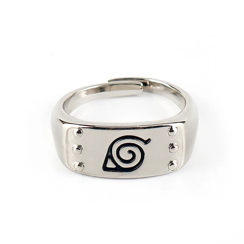 bague en métal, 2 pièces, anime japonais naruto konohagakure, cadeau bague en métal, 2 pièces, anime japonais naruto konohagakure, cadeau
