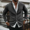 cardigan pull personnalisable pour hommes, pour l'automne et l'hiver, col en v, manches longues, manteau tricoté avec poches, hauts personnalisés