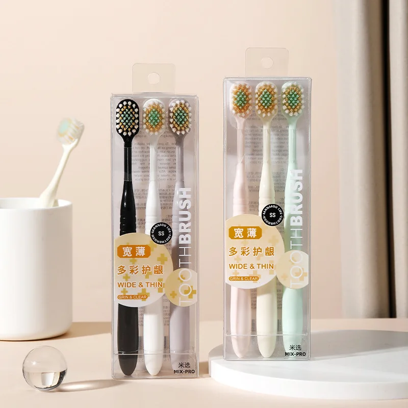 3 pièces/ensemble japonais brosse à dents à poils souples à tête large adulte couple ménage brosse à dents premium à poils souples fins зуб coi щетка 3 pièces/ensemble japonais brosse à dents à poils souples à tête large adulte couple ménage brosse à dents premium à poils souples fins зуб coi щетка