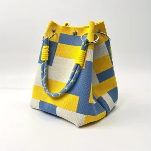 [Bac à main vintage] Sac à main vintage en tricot floral |   2025 Nouveau fourre-tout rétro de couleurs mélangées avec fermeture à fermoir sécurisée, polyester durable