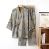 ensemble kimono japonais 100% coton crêpe, pyjama deux pièces pour couple, ample, pour hommes et femmes, costume à la vapeur, ensemble de service à domicile