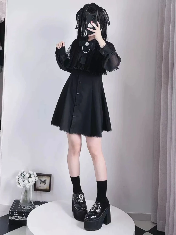 robe japonaise kawaii en dentelle avec nministériels d pour femme, esthétique, mode, slim, harajuku, streetwear, grunge, doux, chic, Éducatif, y2k robe japonaise kawaii en dentelle avec nministériels d pour femme, esthétique, mode, slim, harajuku, streetwear, grunge, doux, chic, Éducatif, y2k