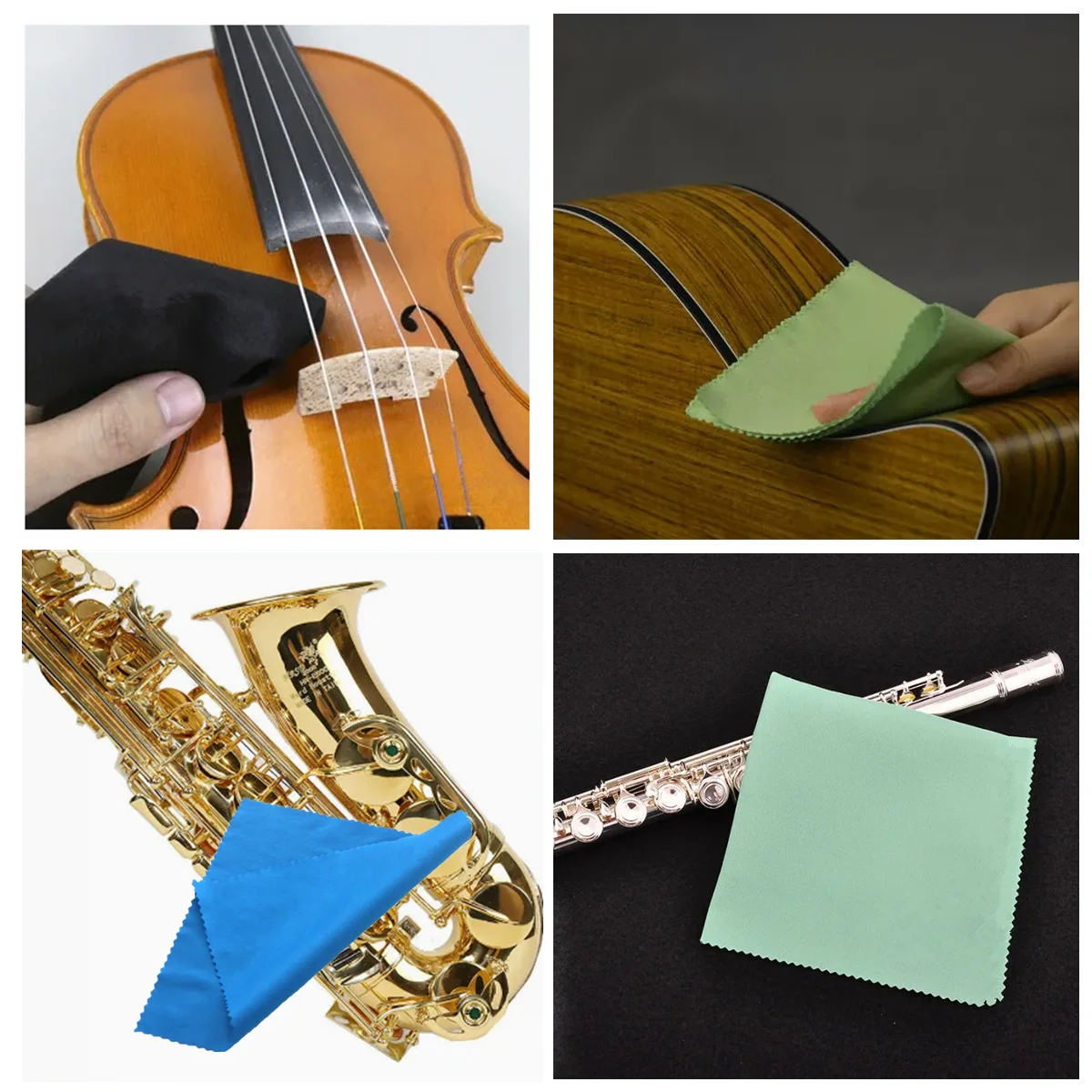 chiffon de nettoyage de polissage en microfibre pour guitare, piano, violon, saxophone, clarinette, flûte, instrument de musique, outil de nettoyage universel chiffon de nettoyage de polissage en microfibre pour guitare, piano, violon, saxophone, clarinette, flûte, instrument de musique, outil de nettoyage universel