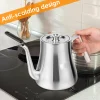 théière en acier inoxydable 2l avec infuseur amovible, bouilloire épaisse de grande capacité, service à thé, induction de gaz, camping à domicile