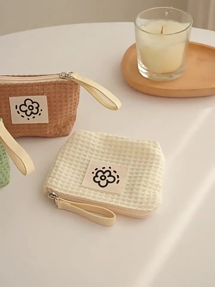 Porte-monnaie japonais mignon simple gaufre porte-monnaie sac de poignet pour femme été fleur nouveau sac Porte-monnaie japonais mignon simple gaufre porte-monnaie sac de poignet pour femme été fleur nouveau sac