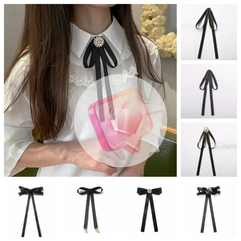 Une seule pièce d’épingles de ruban à nœud papillon britannique coréen faites à la main pour femmes, noir – Idéal pour le col de chemise blanc de style universitaire Une seule pièce d’épingles de ruban à nœud papillon britannique coréen faites à la main pour femmes, noir – Idéal pour le col de chemise blanc de style universitaire