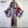 winyi catwalk kimono femmes imprimé bulle ourlet manteau à manches longues cardigan abaya dubaï luxe maillots de bain couvrir boho robe caftan