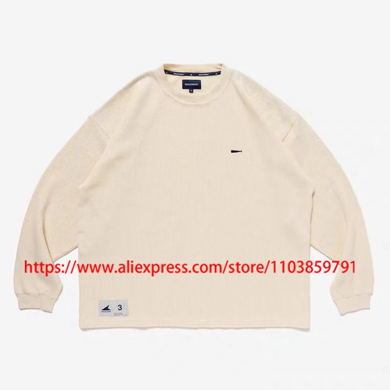 T-shirt à manches longues pour hommes et femmes, Streetwear japonais, DESCENDANT, tissu gaufré respirant, Logo brodé T-shirt à manches longues pour hommes et femmes, Streetwear japonais, DESCENDANT, tissu gaufré respirant, Logo brodé