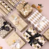 50*70 cm pliable or estampillé papier d'emballage cadeau plaid classique papier kraft papier d'emballage bricolage artisanat papier décoration de vacances