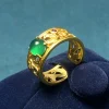 panjbj bague en argent sterling 925 pour femme et fille, bijoux rétro, large, ajourée, cuir oral elu bergame, cadeau, livraison directe
