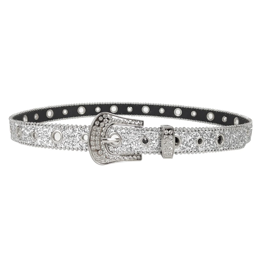 ceinture en cristal brillant argenté pour femmes, tendance, assortie avec des pantalons tendance ceinture en cristal brillant argenté pour femmes, tendance, assortie avec des pantalons tendance