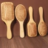 brosse à cheveux en bois de bambou, peigne de massage, masseur du cuir chevelu pour la croissance des cheveux, brosse à lisser antistatique, brosse à barbe douce en hêtre pour bébé