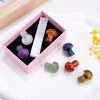 pierres précieuses naturelles en clip coloré, ensemble de bâtons de pouvez vous pse en forme de salle plus lente, boîte de cadeaux, guérison reiki à la main, quartz, collection pour la maison