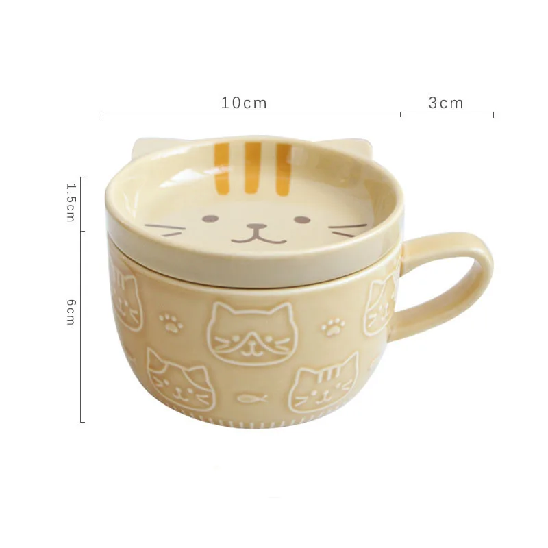 chat de dessin animé japonais avec couvercle, tasse à café, tasse de petit déjeuner mignonne, tasse à café créative, tasse à lait, tasse d'eau pour couple avec couvercle chat de dessin animé japonais avec couvercle, tasse à café, tasse de petit déjeuner mignonne, tasse à café créative, tasse à lait, tasse d'eau pour couple avec couvercle