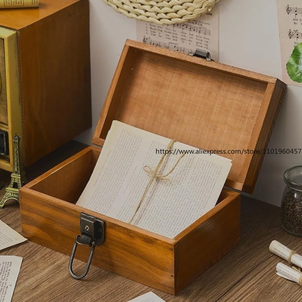 boîte de rangement de table verrouillable vintage de style japonais, bois massif, pour organiser les documents et les articles divers, en bois boîte de rangement de table verrouillable vintage de style japonais, bois massif, pour organiser les documents et les articles divers, en bois