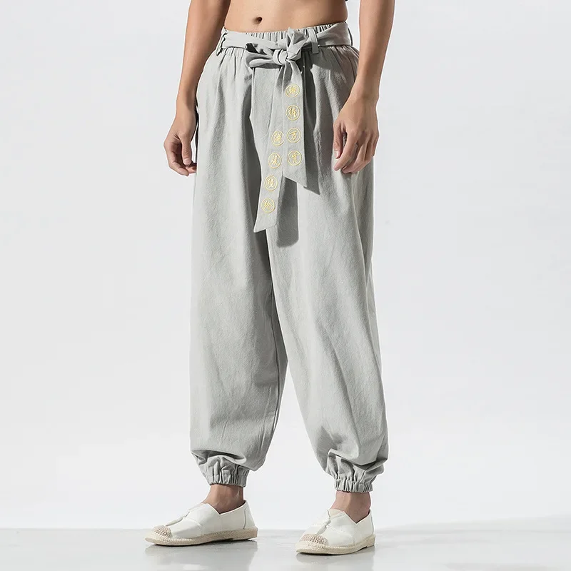 pantalon kimono japonais décontracté, ample, harajuku, vêtements traditionnels asiatiques pour hommes, costume sarouel brodé de style yukata pantalon kimono japonais décontracté, ample, harajuku, vêtements traditionnels asiatiques pour hommes, costume sarouel brodé de style yukata