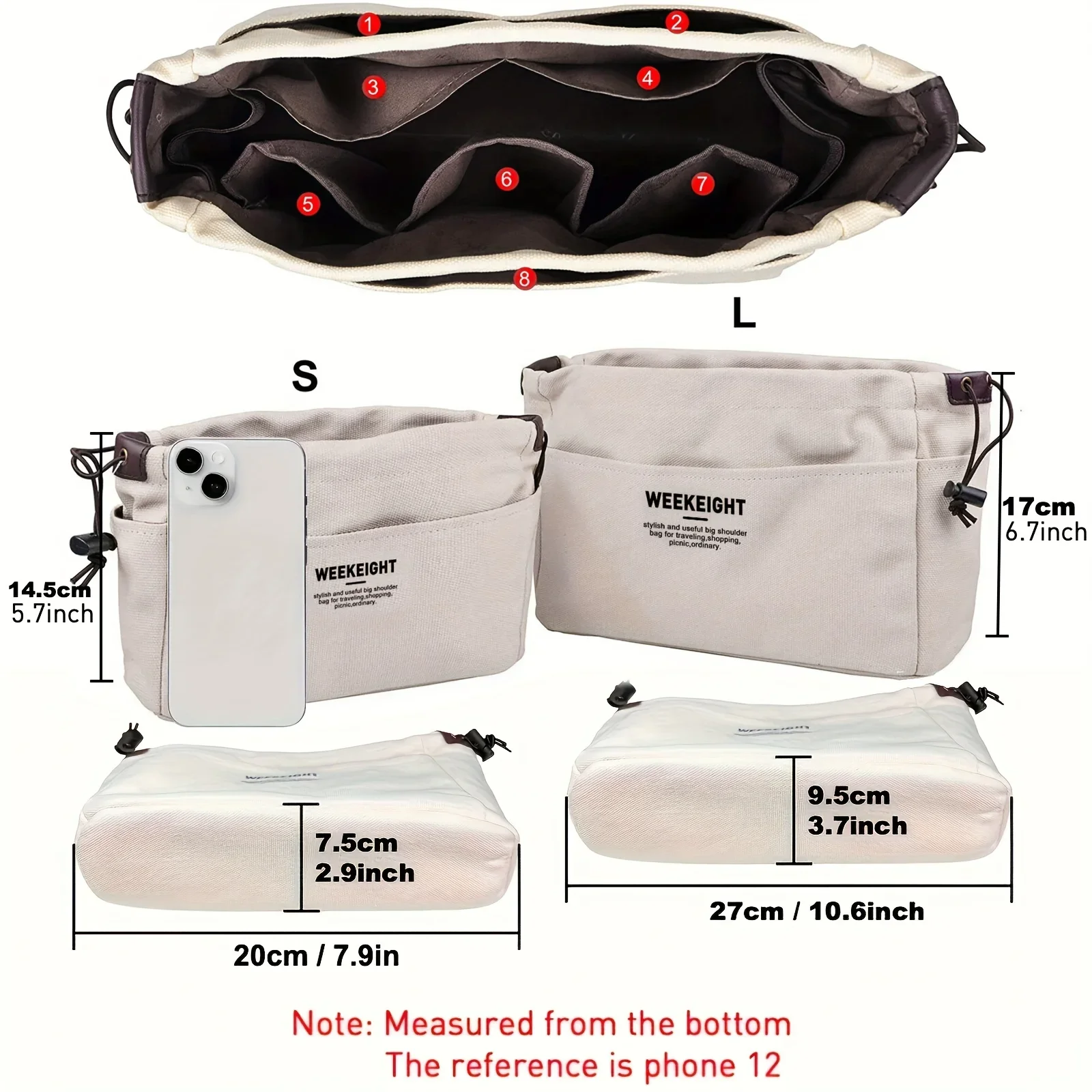 organisateurs de rangement en toile à cordon de serrage, sac de doublure multi poches, sac de rangement de voyage léger et portable 1/2 pièces organisateurs de rangement en toile à cordon de serrage, sac de doublure multi poches, sac de rangement de voyage léger et portable 1/2 pièces