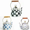 Bouilloire à thé en émail de 2.5 litres, théière Vintage émaillée, cuisinière pour eau, café, théière, décoration de cuisine à domicile avec poignée Bouilloire à thé en émail de 2.5 litres, théière Vintage émaillée, cuisinière pour eau, café, théière, décoration de cuisine à domicile avec poignée