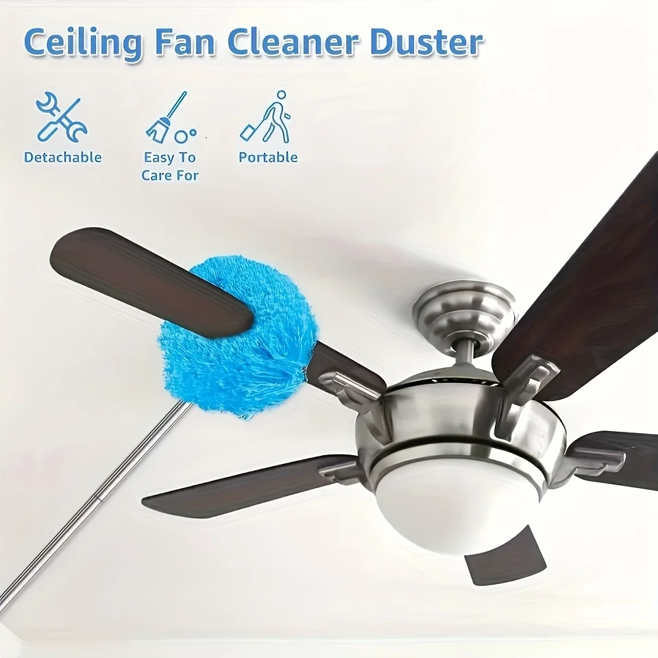 ensemble de plumeau de ventilateur de plafond en microfibre réutilisable pour la maison et les camping car brosse de nettoyage sans effort avec technologie de verrouillage de la poussière ensemble de plumeau de ventilateur de plafond en microfibre réutilisable pour la maison et les camping car brosse de nettoyage sans effort avec technologie de verrouillage de la poussière