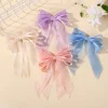 pinces à cheveux en organza noir avec gros nœud, 1 pièce, accessoires pour cheveux doux et cool pour filles, pinces à cheveux queue de cheval