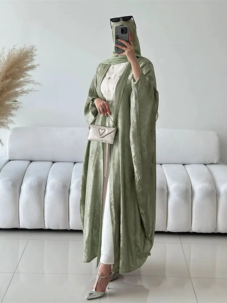 eid robe musulmane de luxe en satin pour femme, kimono à ailes de chauve souris, caftan de dubaï, kebaya, islam, modeste eid robe musulmane de luxe en satin pour femme, kimono à ailes de chauve souris, caftan de dubaï, kebaya, islam, modeste