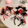 bandeau hanfu à fleurs anciennes, pompon en perles, couvre chef de style chinois, couronne à nœud, cerceau pour cheveux de style ancien