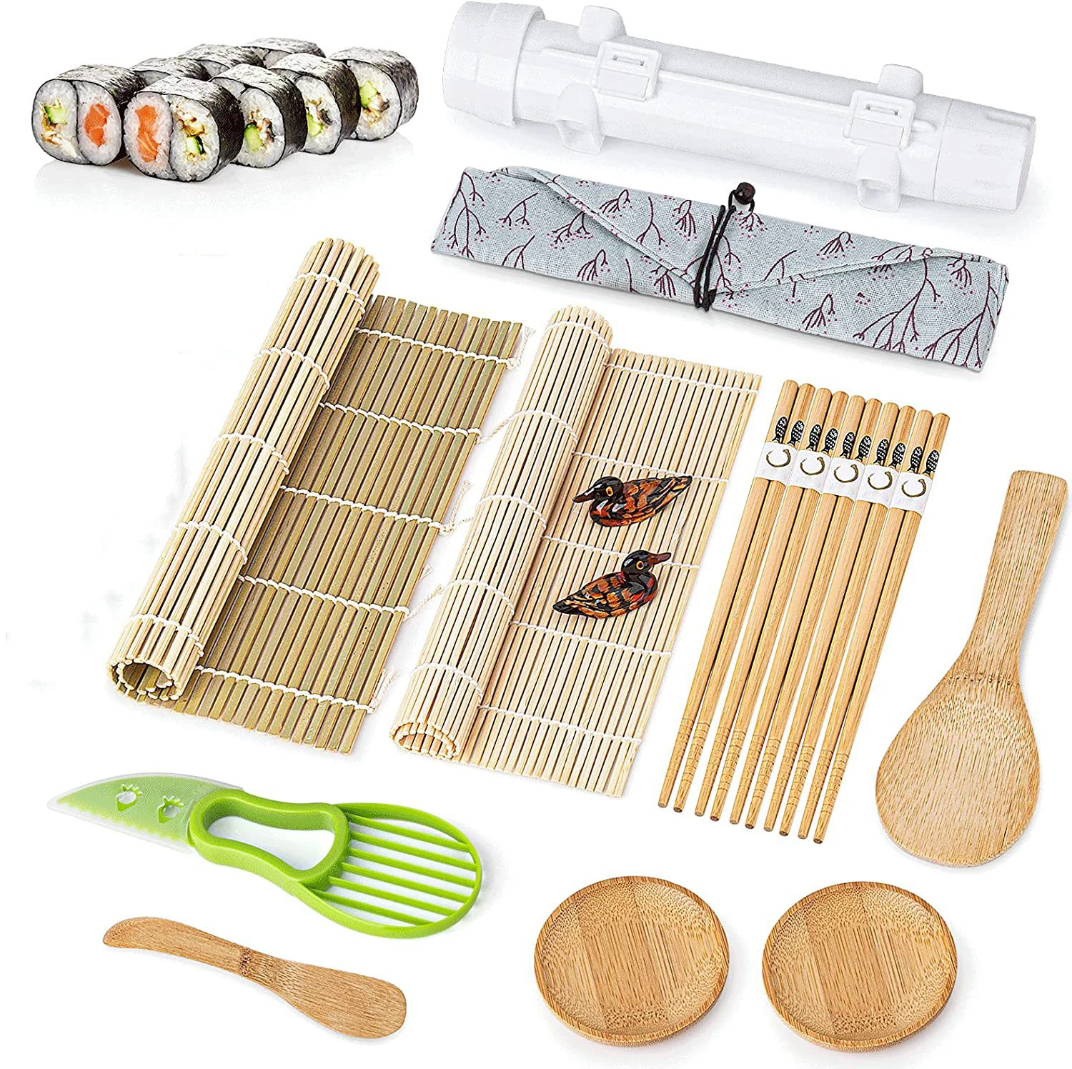 UNTIOR Kit de fabrication de Sushi ensemble de rouleaux Bazooka tout-en-un avec tapis roulant en bambou bricolage palettes de riz Onigiri outils outil de Sushi japonais UNTIOR Kit de fabrication de Sushi ensemble de rouleaux Bazooka tout-en-un avec tapis roulant en bambou bricolage palettes de riz Onigiri outils outil de Sushi japonais