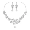 Ensemble de bijoux élégants en strass, collier de fleurs en alliage Vintage, boucles d&rsquo;oreilles scintillantes de Style coréen, cadeaux pour femmes