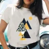 motif géométrique femmes mode imprimé décontracté imprimé à manches courtes t shirt haut femmes vêtements vêtements esthétiques
