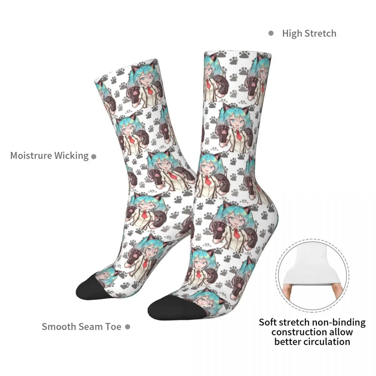 hatsune miku nekko kawaii chaussettes harajuku bas de haute qualité toutes saisons chaussettes longues accessoires pour cadeaux homme femme hatsune miku nekko kawaii chaussettes harajuku bas de haute qualité toutes saisons chaussettes longues accessoires pour cadeaux homme femme