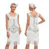 robe vintage à paillettes perlées pour femmes, robes évasées des années 30, robe de rhet de mariage, grand cou, franges perlées, glands à la mode, années 1920