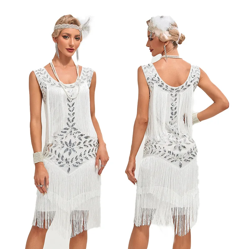 robe vintage à paillettes perlées pour femmes, robes évasées des années 30, robe de rhet de mariage, grand cou, franges perlées, glands à la mode, années 1920 robe vintage à paillettes perlées pour femmes, robes évasées des années 30, robe de rhet de mariage, grand cou, franges perlées, glands à la mode, années 1920