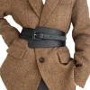 ceinture ultra large rétro polyvalente pour femmes, en cuir pu, style japonais, à la mode, avec boutons à aiguilles